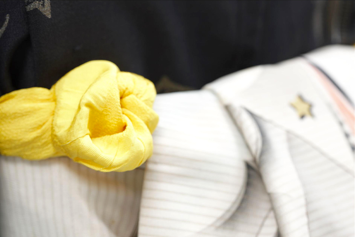 帯揚げのアレンジで薔薇の花を
