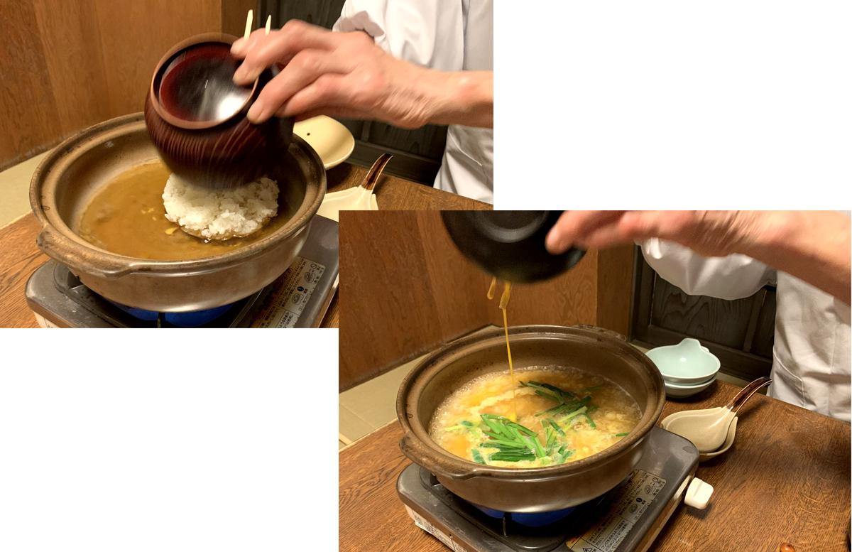 最後には〆の雑炊を作っていただきました