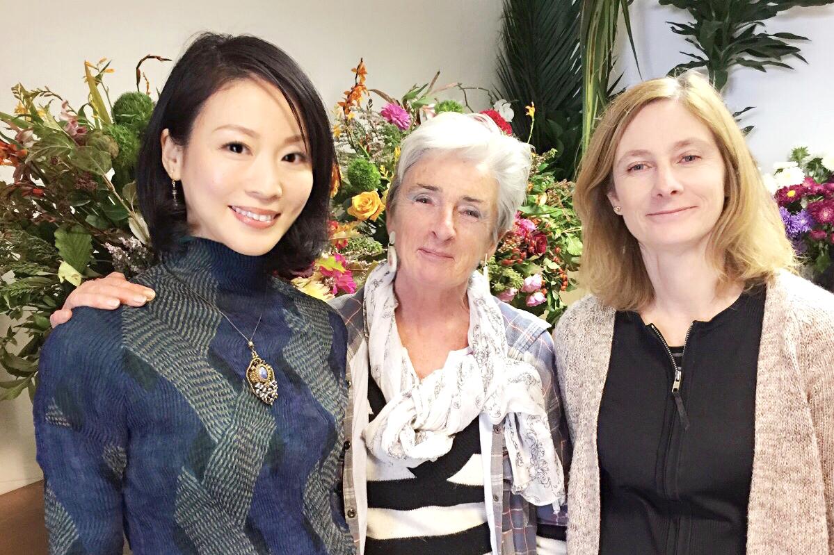 Junko Sophie with her flower arranging teachers in Paris