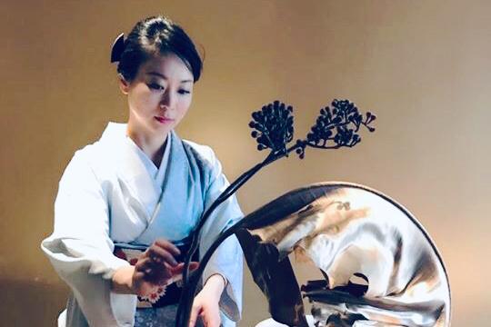 Presenting an Ikebana performance in New York city