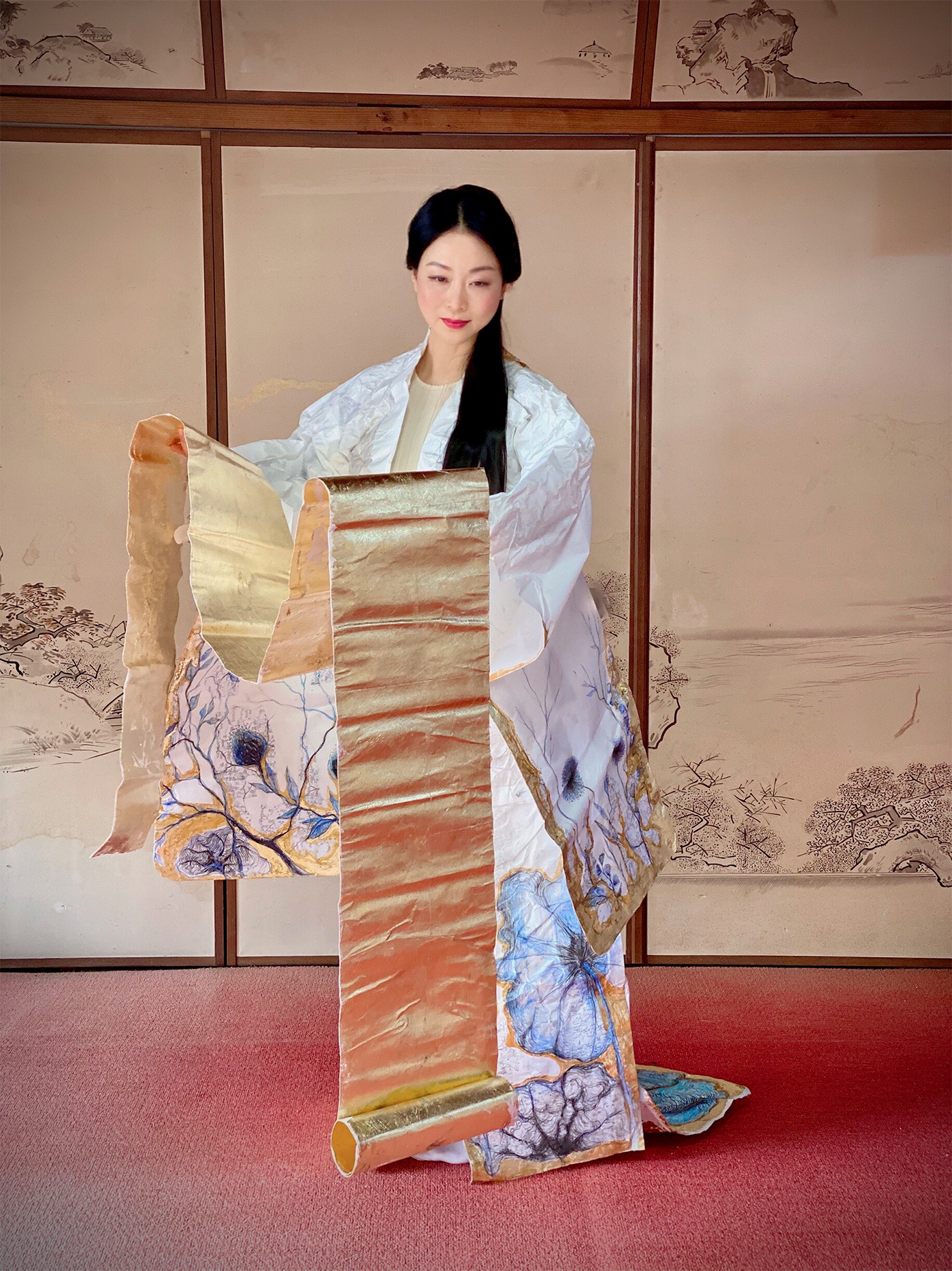 Japanese Washi paper kimono made by Greek artist Maria Papatzelou