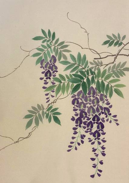 藤の花が描かれた染め帯は急いでつけないといけません。