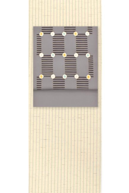 【10万円均一】＜着物・帯セット＞米沢紬＋京友禅染め帯