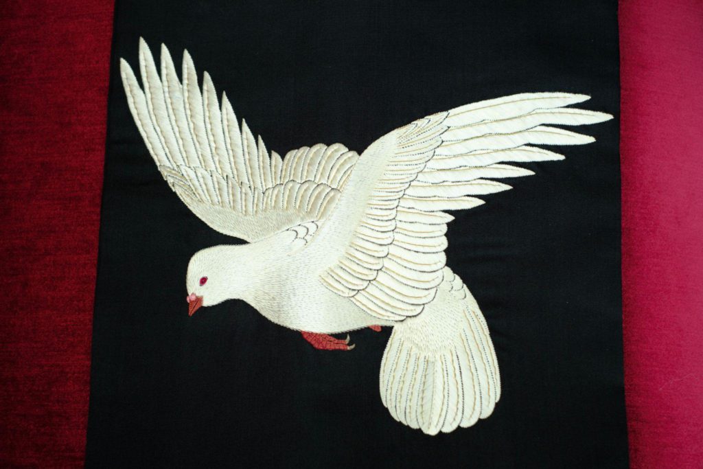 ”近藤サト””アンティーク””昭和刺繍””鳩”