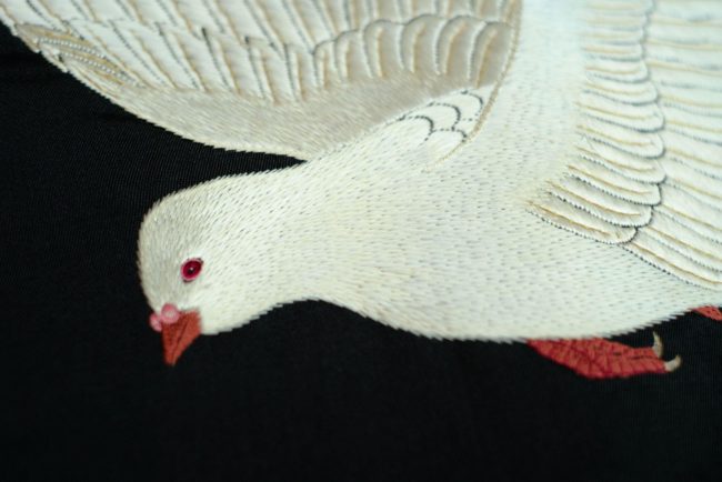 ”帯””昭和刺繍””アンティーク””鳩”