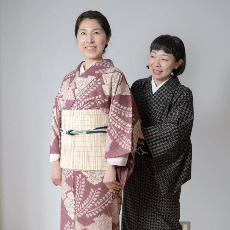 合わせたのは、なんと野蚕の格子のしゃれ袋帯。