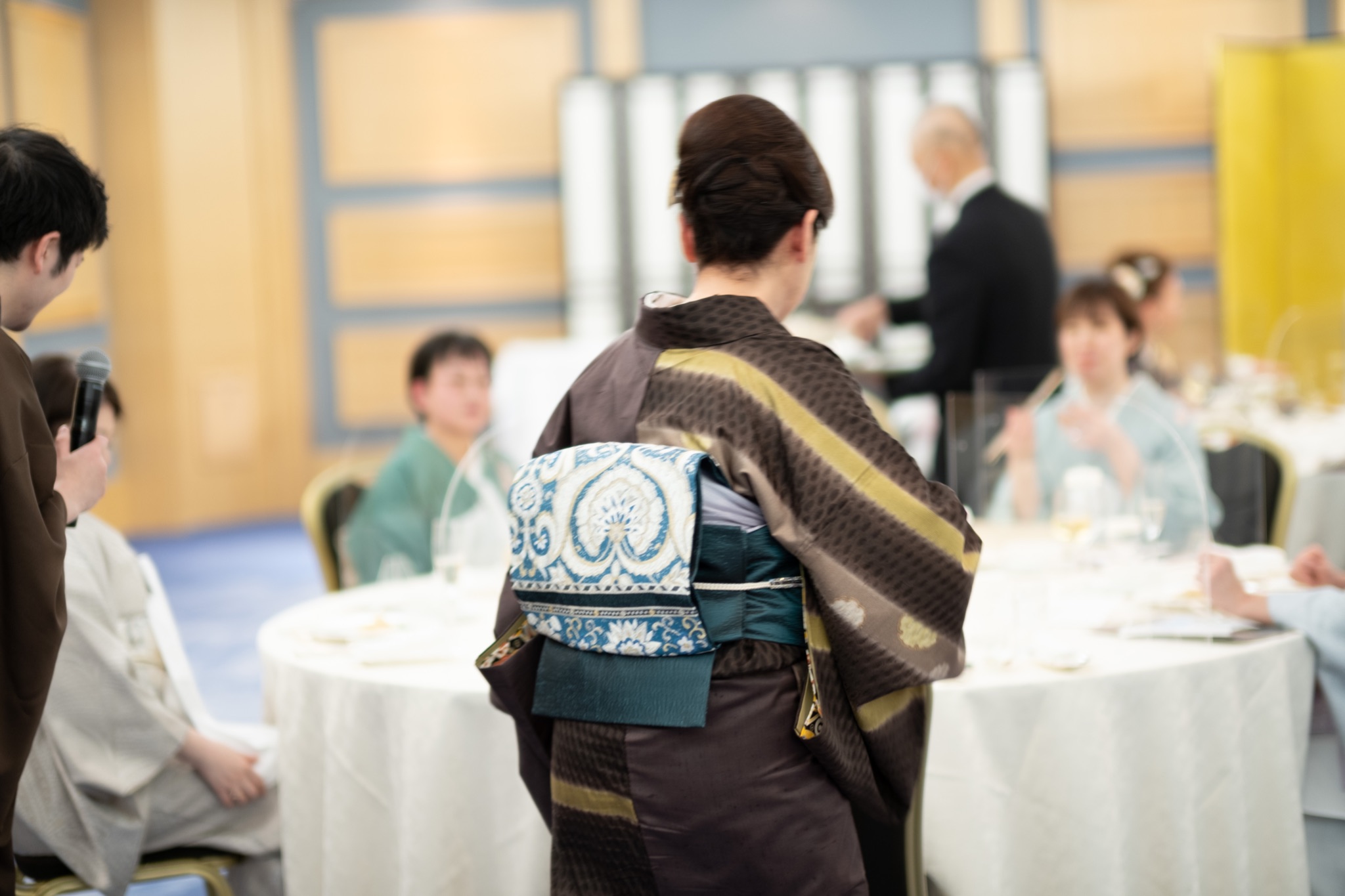 青柳に着物に貴久樹の帯