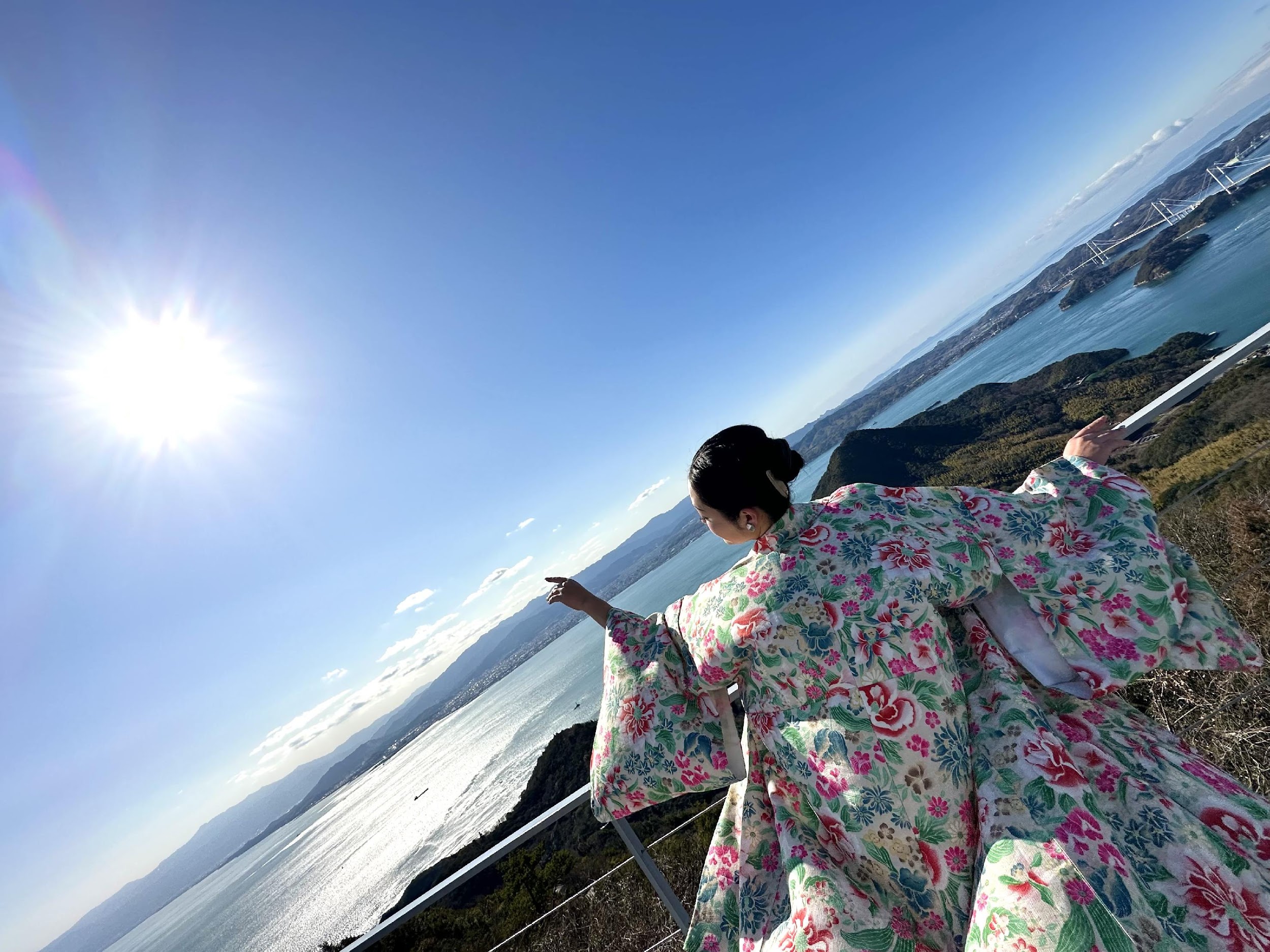 訪問着 白 山と海の風景 着物 日本舞踊