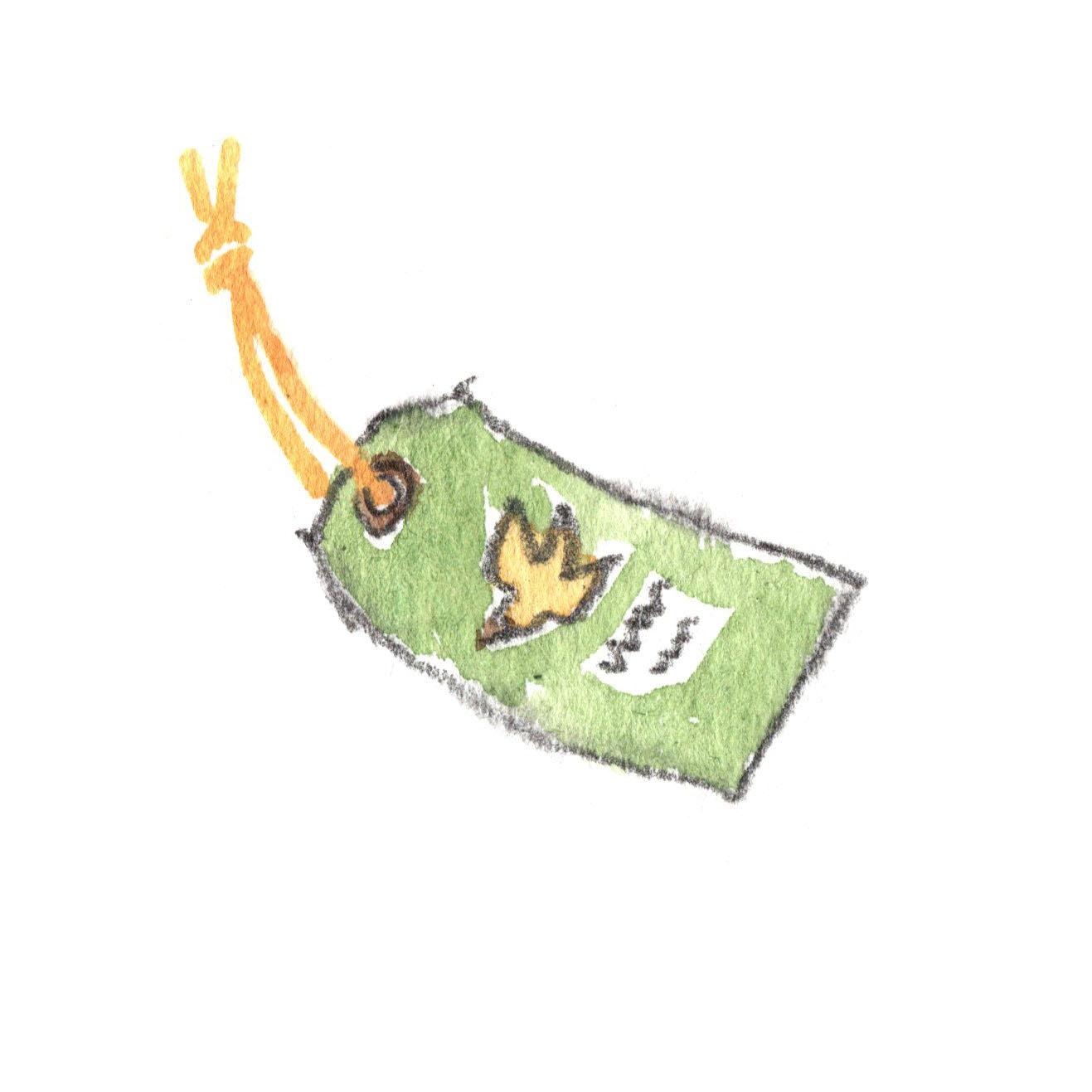 紐つきタグがついていたら、それもそのまま栞に