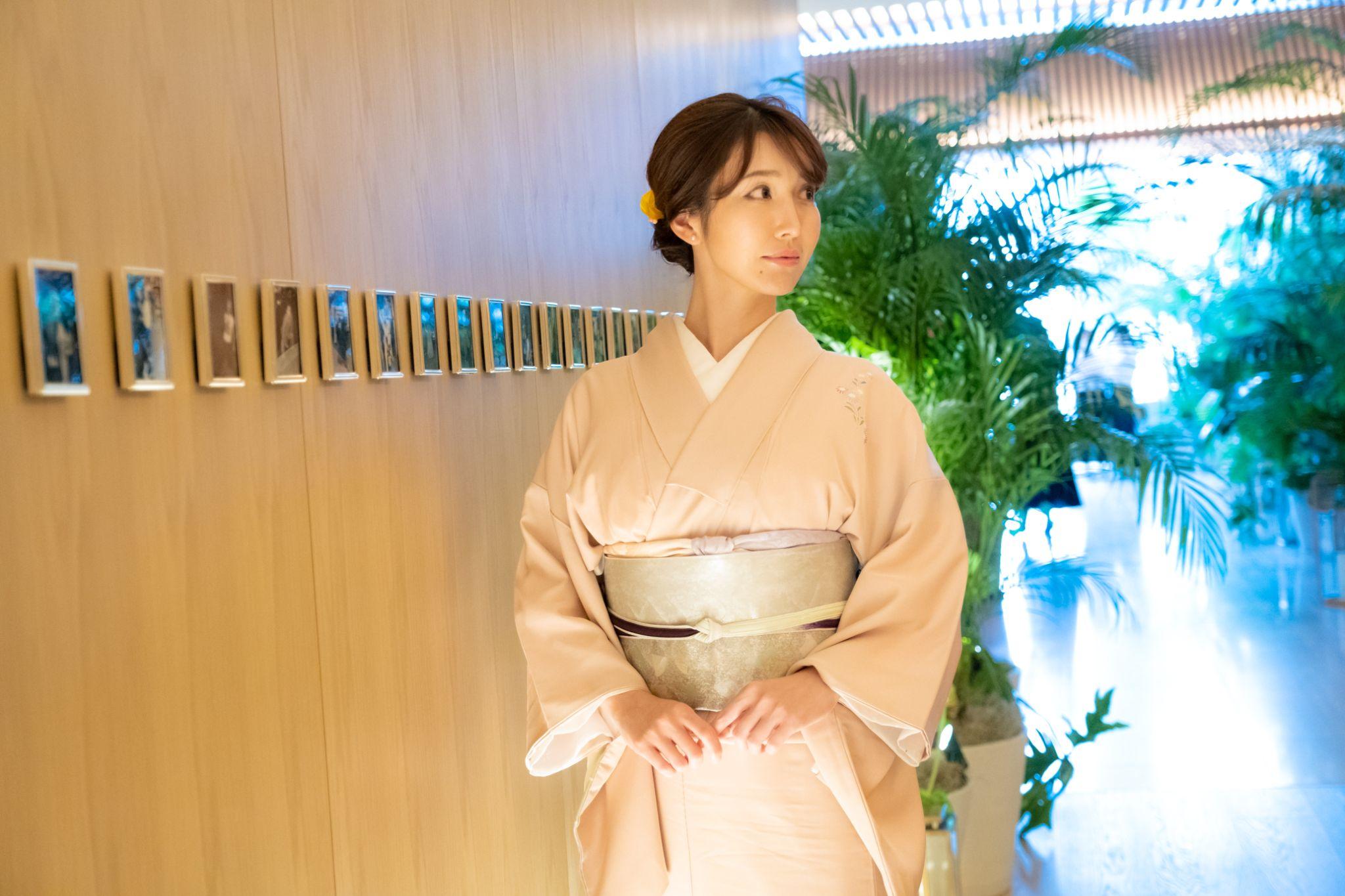 ピンクの訪問着がお似合い。