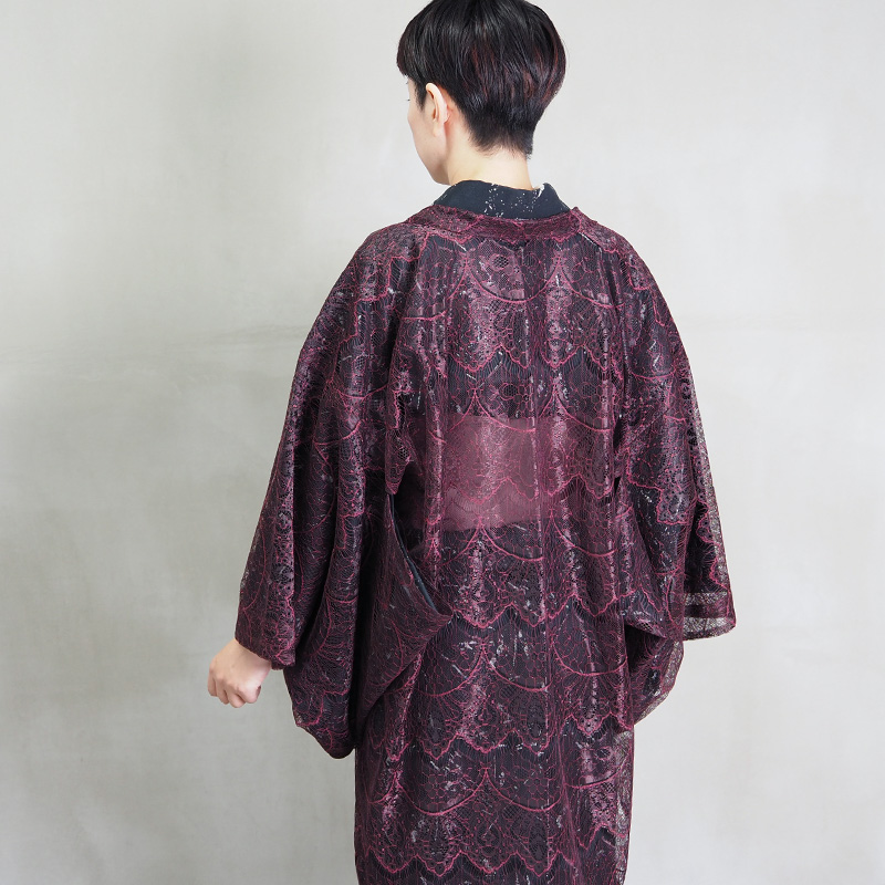 【Kimono_Factory_nono】 レース薄羽織～Grace～ ボルドー