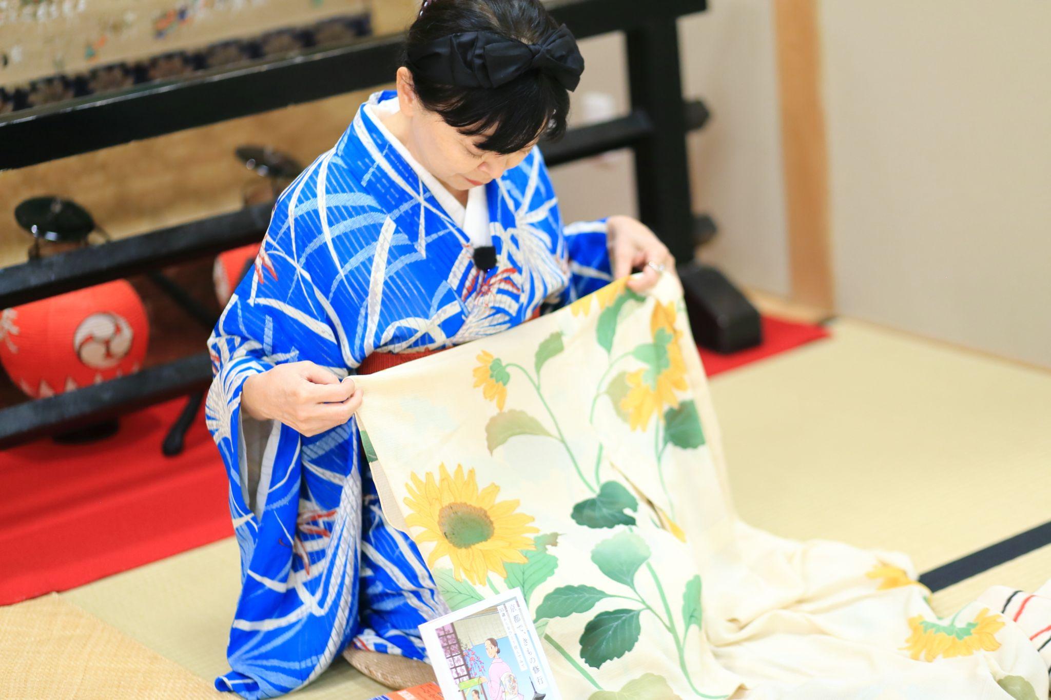 向日葵柄のアンティーク着物
