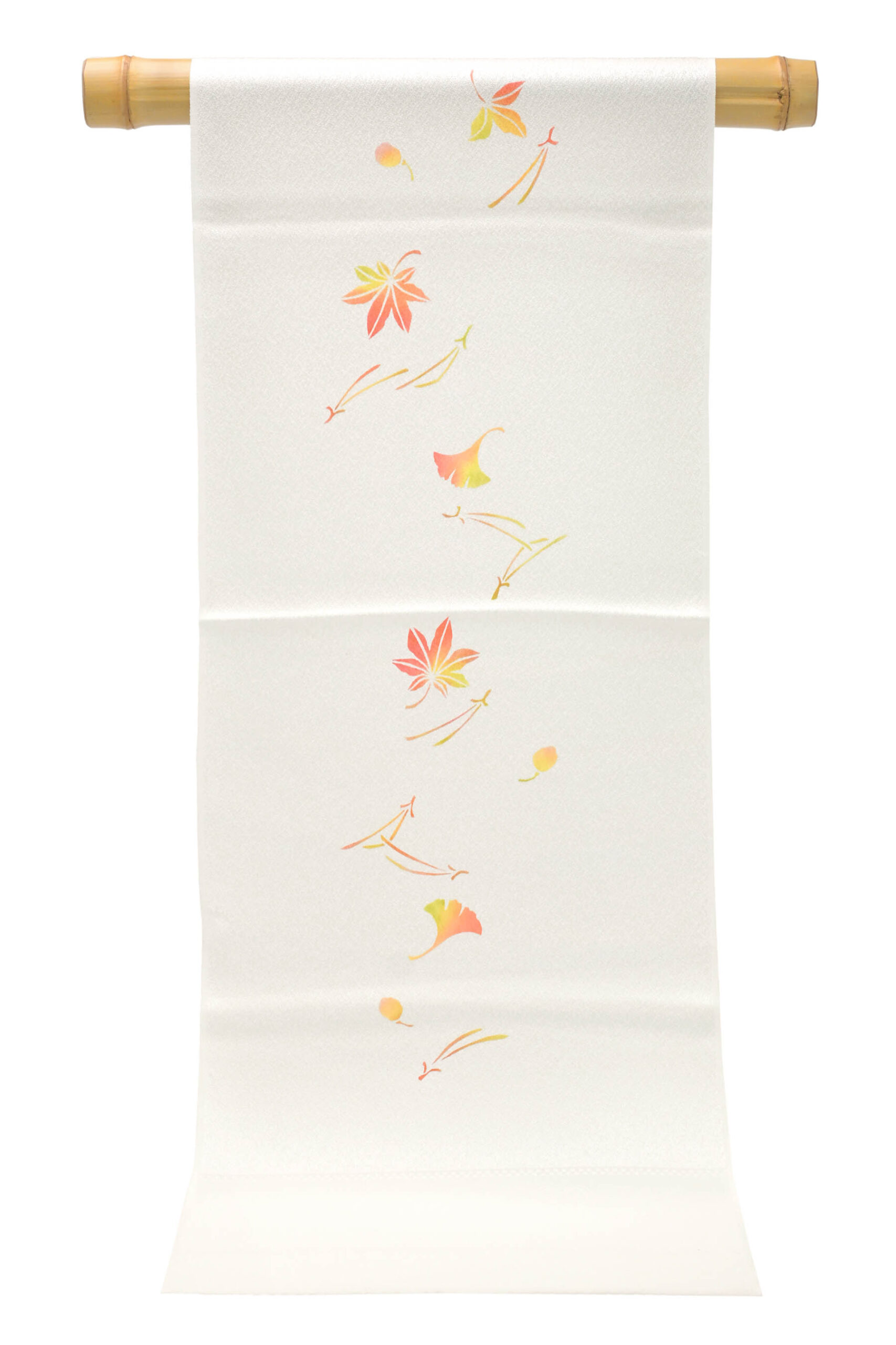 【京都富小路きねや】 型絵染め帯揚げ「秋彩り 銀杏/紅葉」
