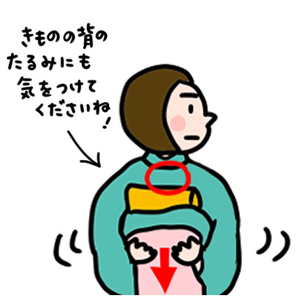 崩れを直しながら着続ける