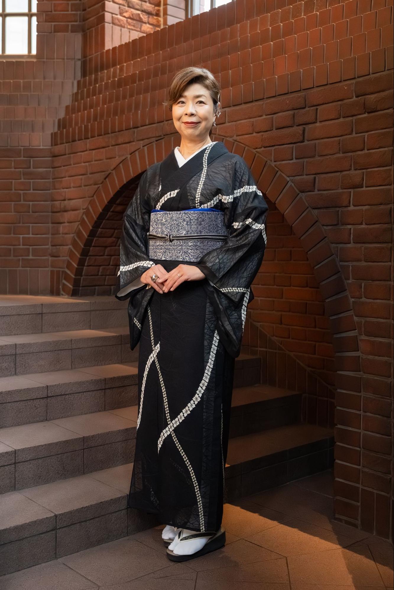 黒地の紋紗コーディネート