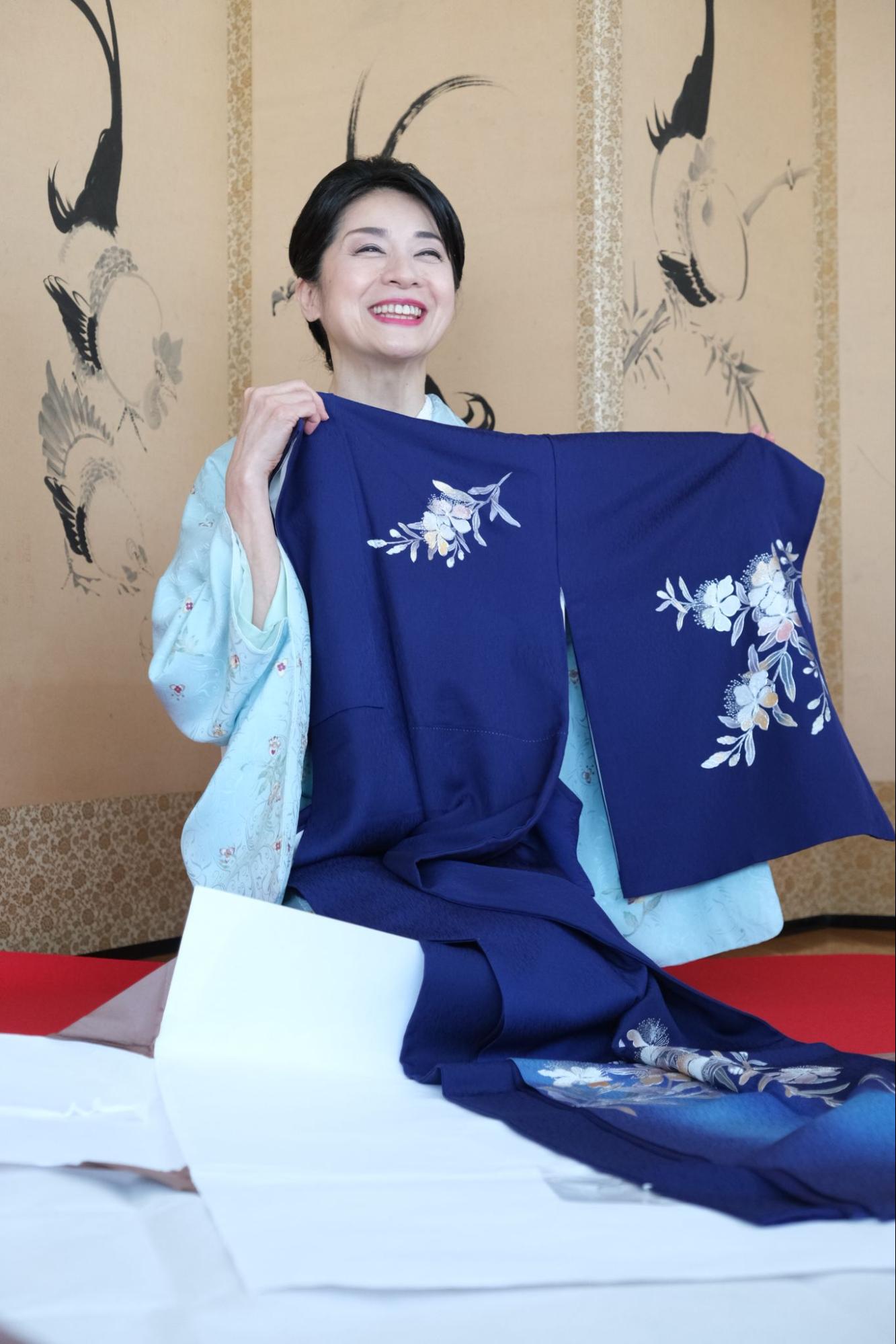 暈しに一目惚れした金彩友禅の着物。
