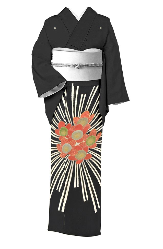 ★【人間国宝 故・森口華弘】 本手描友禅黒留袖 ≪仕・中古品≫ 「芳香梅」 出会えた奇跡! 身丈159 裄63.6