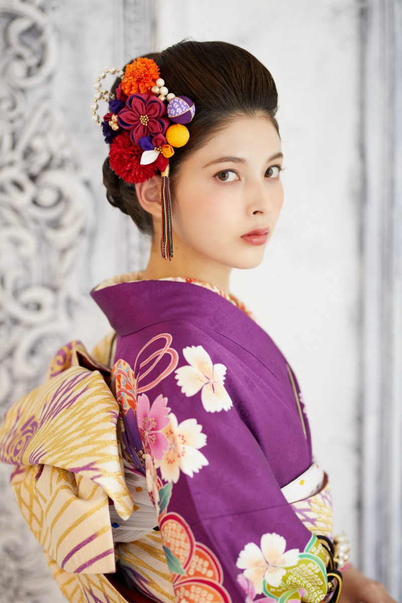 振袖用 髪飾り 風花 ボルドー 花瓶パッケージでインテリアに 京都きもの市場 日本最大級の着物通販サイト