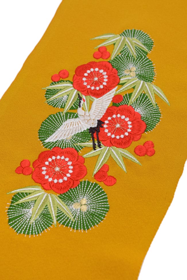 振袖用] 正絹刺繍半衿 鶴と松竹梅 芥子|京都きもの市場【日本最大級の