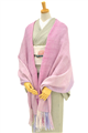 [YUKI_OKUJYUN] 奥順謹製 結城紬のショール ～真綿まとうショール～ 多色　ピンク　-いざない-