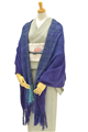 [YUKI_OKUJYUN] 奥順謹製 結城紬のショール ～真綿まとうショール～ 多色　ブルー　-小夜(さよ)-