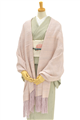 [YUKI_OKUJYUN] 奥順謹製 結城紬のショール ～真綿まとうショール～ 色無地　ピンク　-あえか-