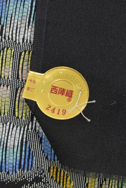 5万円均一 芳彩織 特選西陣織手挿し友禅九寸名古屋帯 菱繋ぎ花文 西陣の隠れた名機 趣味性が映えるお洒落 帯 京都きもの市場 日本最大級の着物通販サイト