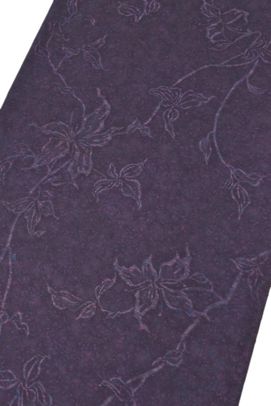 一流染匠【菱健】 特選天目染小紋着尺 「モミジアオイ・葡萄紫色」 一流染匠の染め色！ 美しい地紋が浮き上がって。