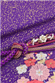 ☆振袖小物コーディネートセットF☆ パール飾り付き帯締め 箔散らし地刺繍帯揚げ 紫