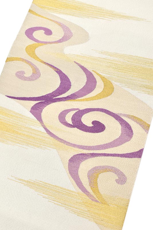【帝王紫】<br>特選手織り綴れ織袋帯<br>≪御仕立て上がり・中古美品≫<br>「琳派流水」<br>しっとりと、上品な面持ち…<br>ほんのり浮かぶ、紫の気品！