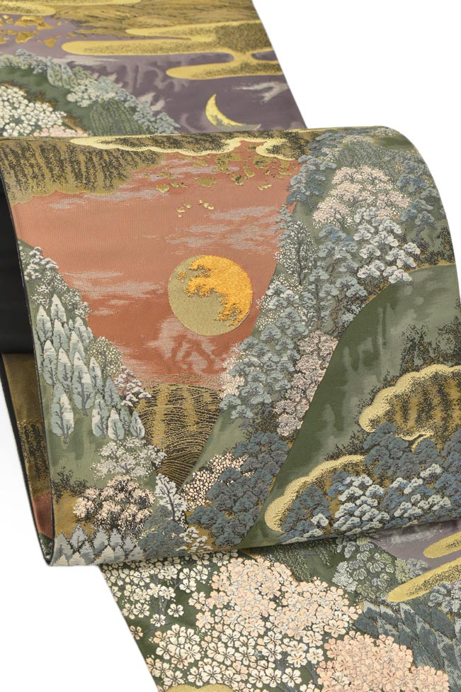 【とみや織物】 【B反】 特選西陣織引箔袋帯 「日月山水図」 この存在感…。 一目で逸品の風格！
