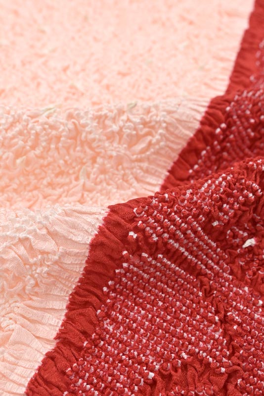 振袖用] 正絹総絞り帯揚げ 赤×サーモンピンク|京都きもの市場【日本最大級の着物通販サイト】