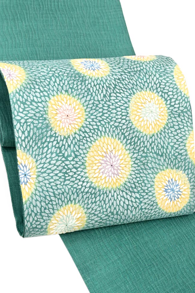 GW特別在庫処分！】 【京の名工房】 特選工芸本手総刺繍袋帯 「狢菊文 