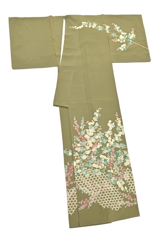 【東真理子】 特選本加賀友禅訪問着 ≪御仕立て上がり・中古美品≫ 「桜梅図」 柄嵩たっぷりのハイクラス品！ 女流作家の美の感性を込めて… 身丈158　 裄66.5