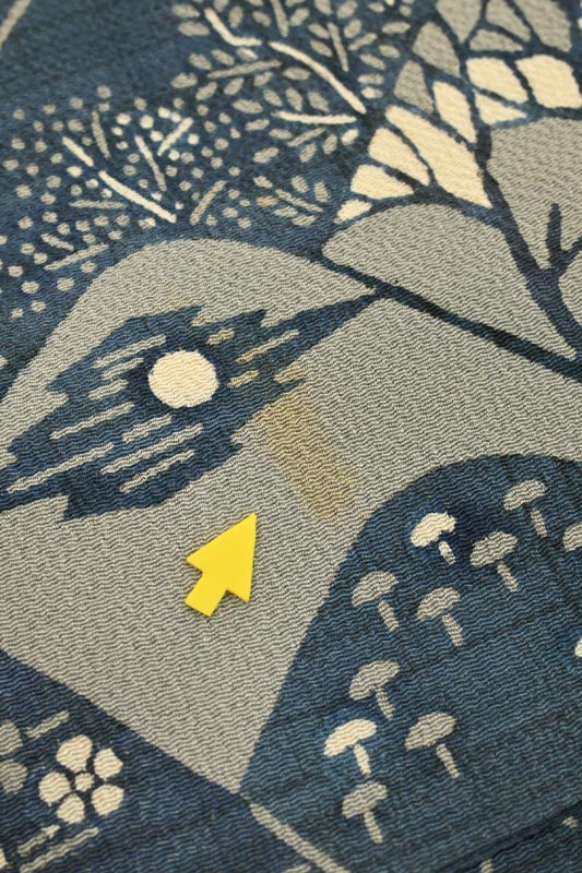 【古典調大人小紋】 (仕立て上がり・中古品) 創作正絹紅型調小紋 「遠山取茶屋辻文」 ☆風情たっぷり!演練味わいの洒落小紋! 身丈154.5 裄64