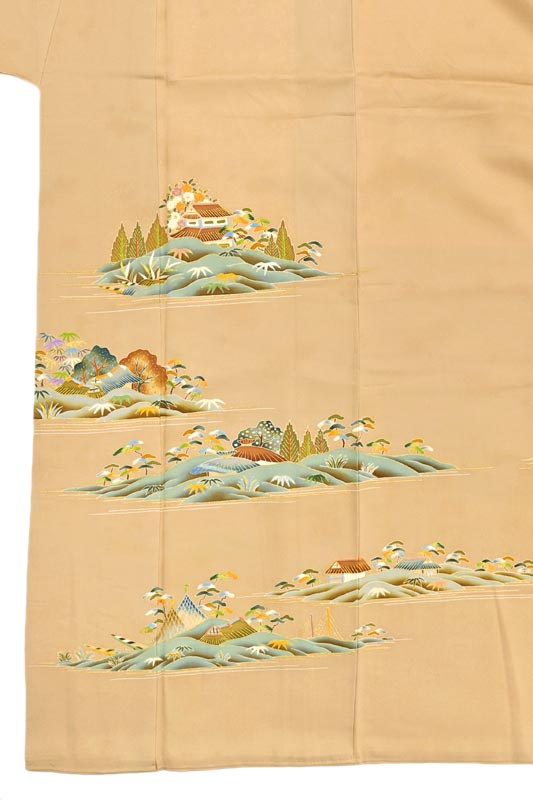【染繍美術　大彦】 【百貨店扱い品】 特選東京友禅本手刺繍色留袖 ≪御仕立て上がり・中古品≫ 「故山」 この上なき存在感！  江戸染繍、最高峰の逸品がまさかの価格！ 身丈156　裄64.5