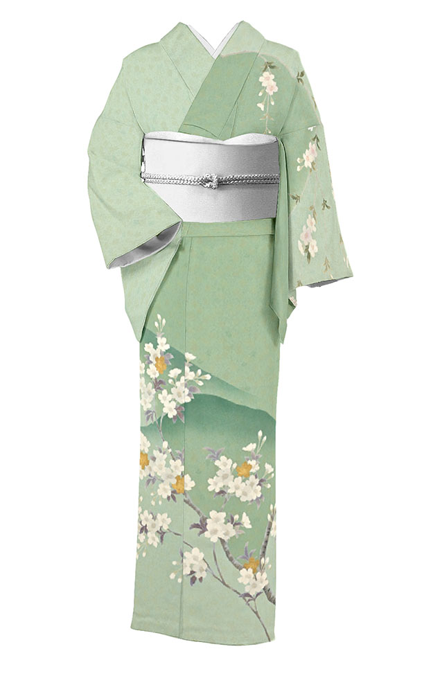 【千地泰弘】 特選本手加工友禅訪問着 ≪御仕立て上がり・中古美品≫ 流石のセンス光る一枚! 麗しい世界を纏って… 身丈171.5 裄70.5 ※トールサイズ