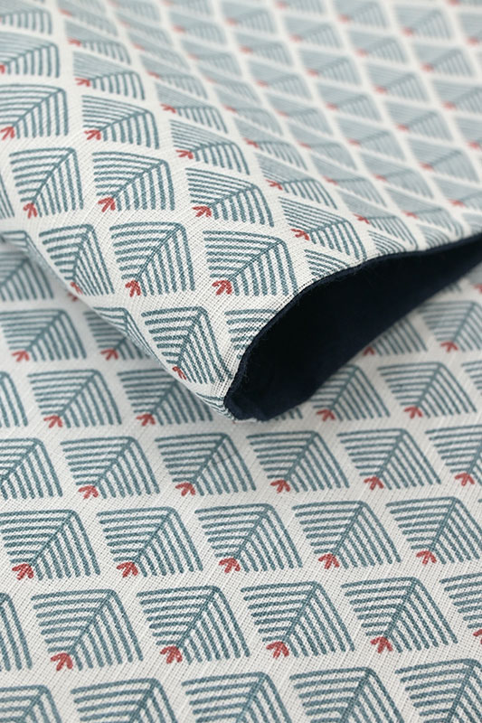 [京都富小路きねや] 小袋帯(半巾帯) 綿麻 松花紋 (03)ブルー
