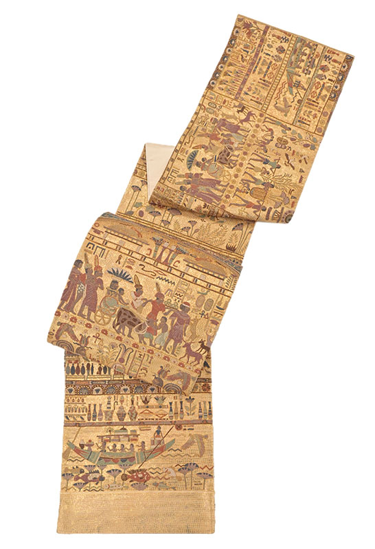 【相良刺繍】 特選本手総刺繍袋帯 「エジプト文様」 圧巻の刺繍美… 細微な縫の技！
