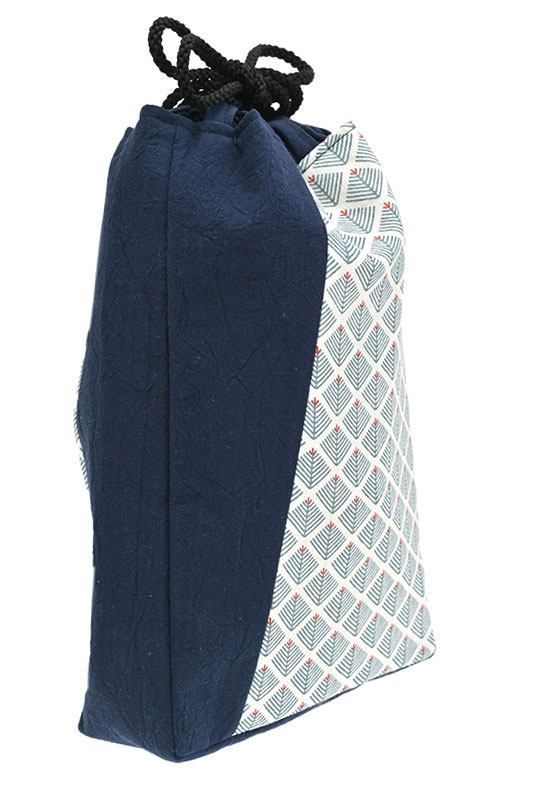 [京都富小路きねや] 巾着袋 綿麻 松花紋 (03)青