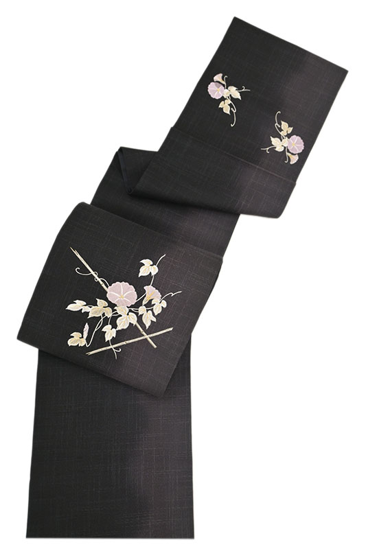 夏物 総刺繍 特選工芸刺繍袋帯 十字絣生繭紬 朝顔 和姿に際立つ刺繍の立体感 京都きもの市場 日本最大級の着物通販サイト