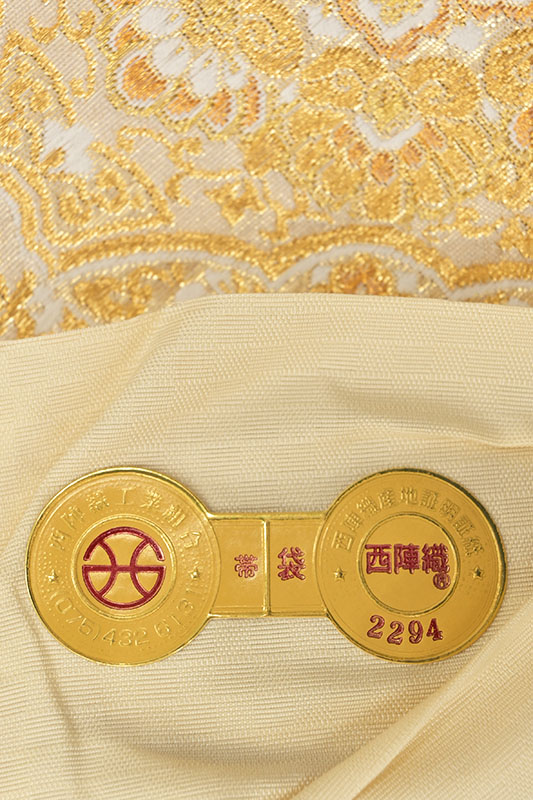 24時間限定】 【京洛苑たはら】正絹西陣織袋帯 「麗金華文・金色」 艷 ...