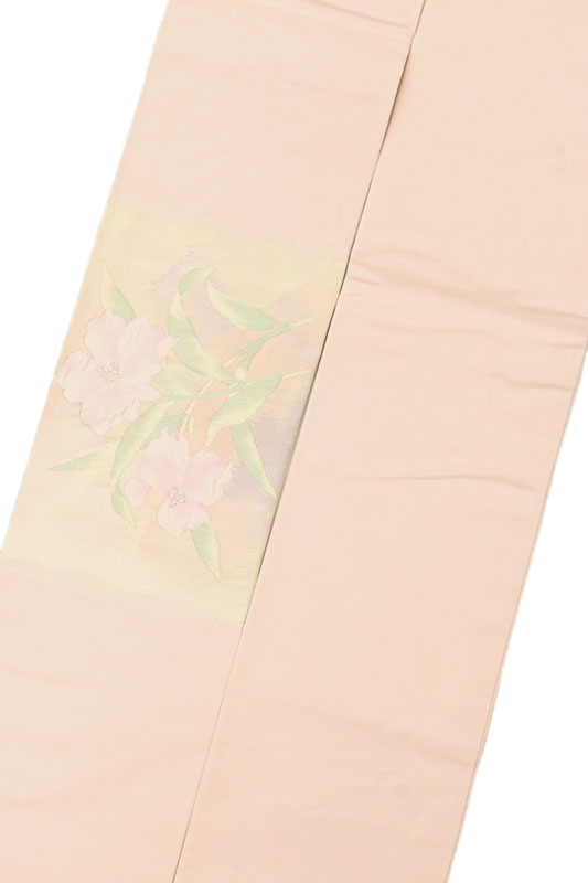 “Web限定販売品!” 【アンティーク帯】 (仕立て上がり・中古品) 創作ふくれ織九寸名古屋帯 「洋花文」 ☆そっと華やぎを添えたい、そんなお席に…