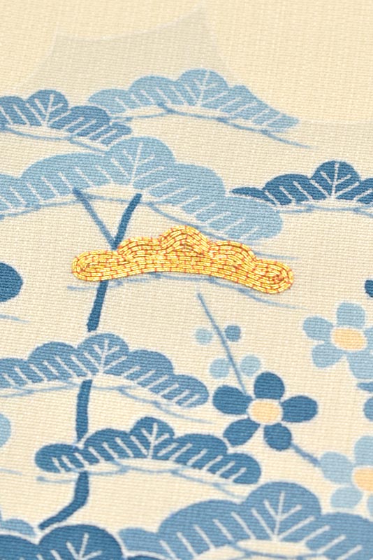 【五代目 田畑喜八】 【百貨店扱い品】 高級本手描き友禅刺繍訪問着 ≪単衣仕立て・新古品≫ 繊細に描く青… 受け継がれた京の名家の超逸品! 身丈155 裄66