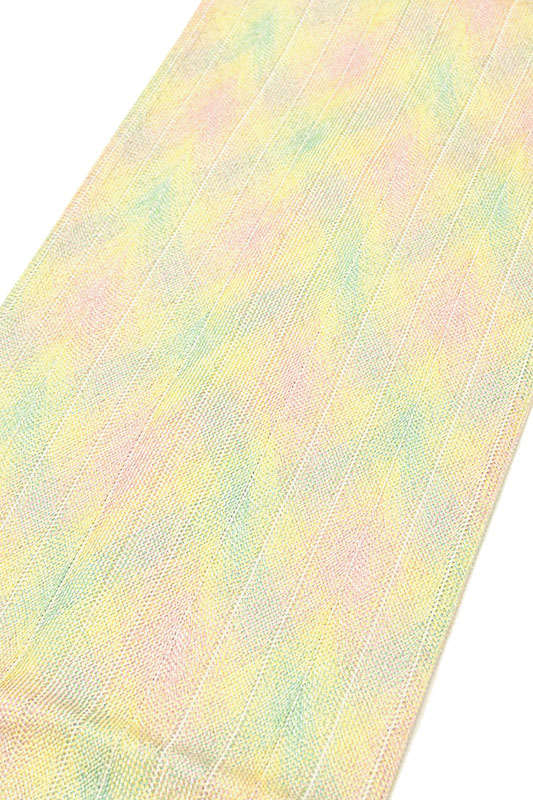 22110円 色々な 特選西陣組み織小袋帯 半巾帯 リバーシブル 仕立て上がり 菱重ね 黄色 紫 青 大人の洒落心くすぐる…素敵な一条