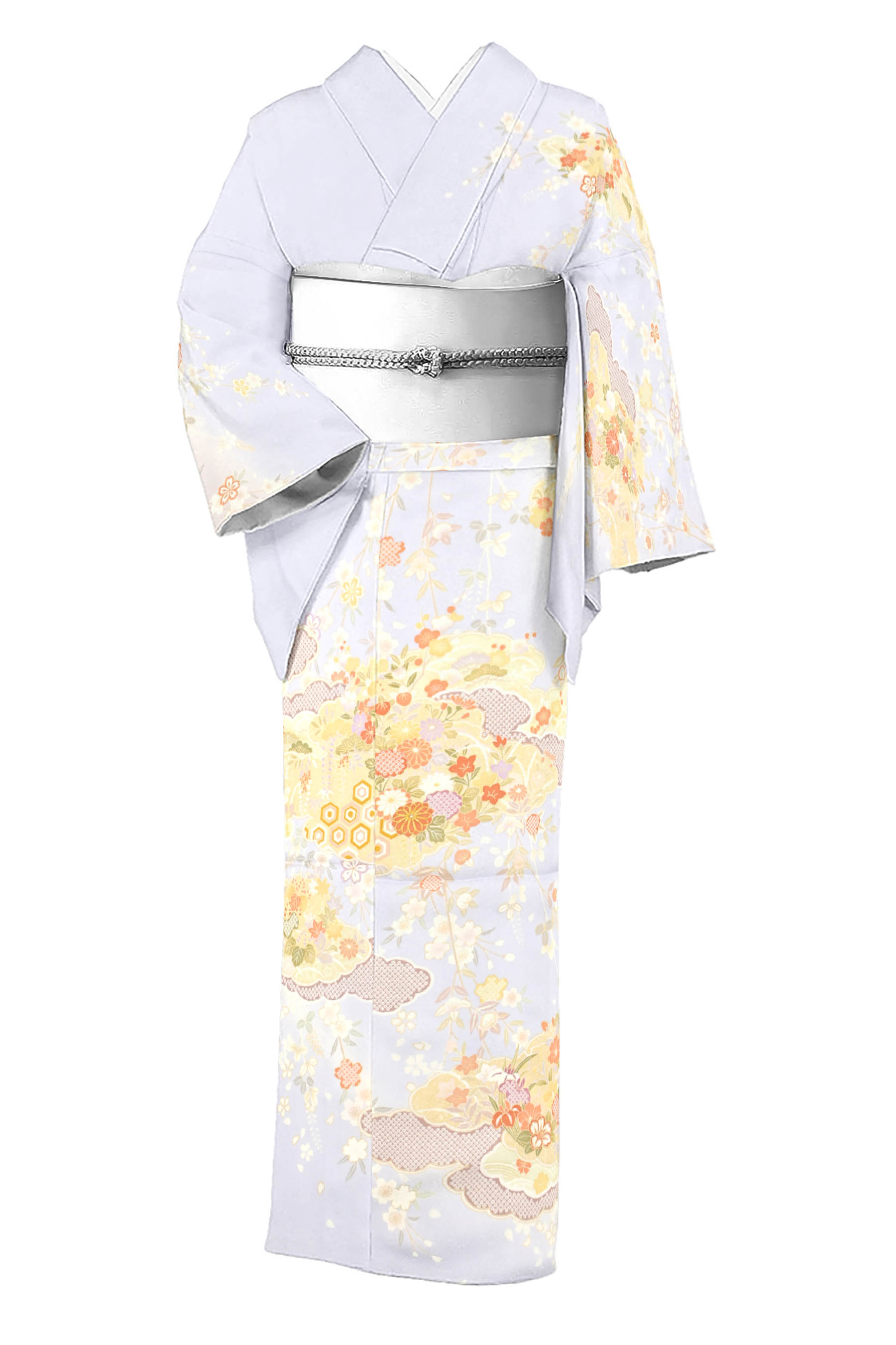 特選十日町友禅訪問着 「雲取有職草花文・青藤色/紅藤色」 染織処、十日町の名匠… 格調高い古典美の一枚! 特選十日町友禅訪問着 「雲取有職草花文・青藤色/紅藤色」 染織処、十日町の名匠… 格調高い古典美の一枚!