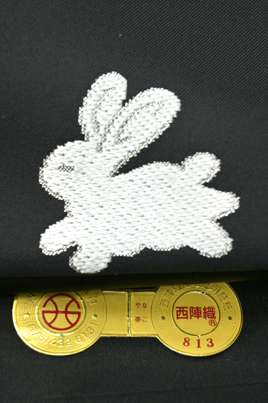 限定販売】 専用 帯 開き名古屋帯 正絹 うさぎ柄 ウサギ柄 限定販売】 専用 帯 開き名古屋帯 正絹 うさぎ柄 ウサギ柄