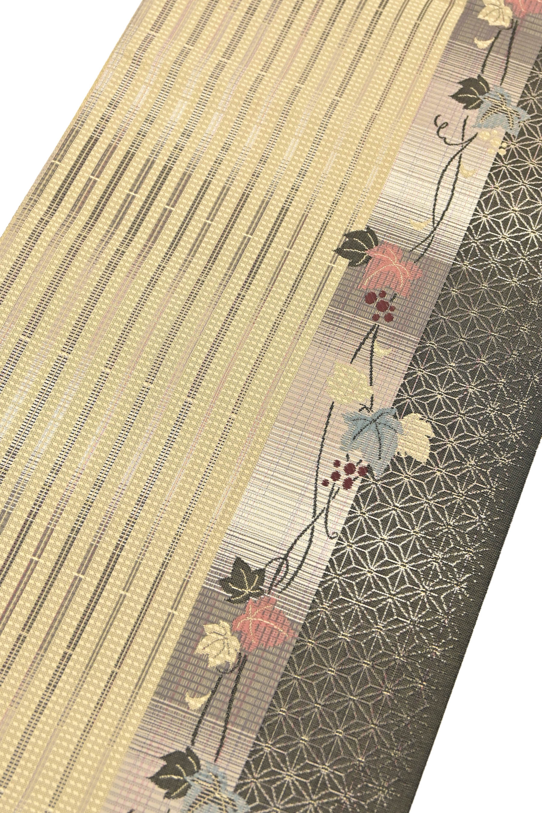 □伝統工芸士 時枝洋海 全通柄袋帯 唐織 泥染 舞桜 銀糸 やまと誂製