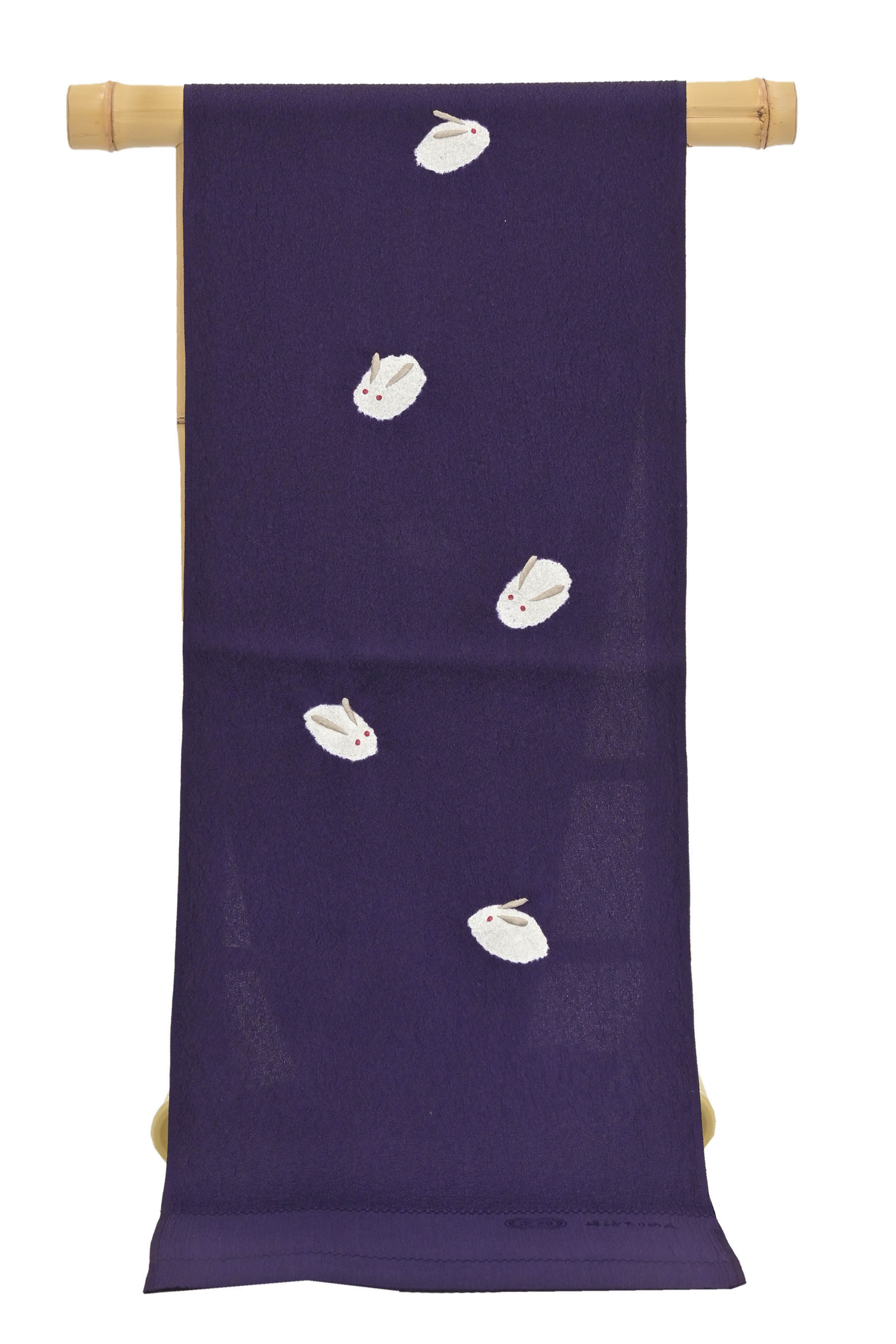 和小物さくら ハート ︎ 帯揚げ 正絹 藍白×紫 輪出し 絞り 橘地紋