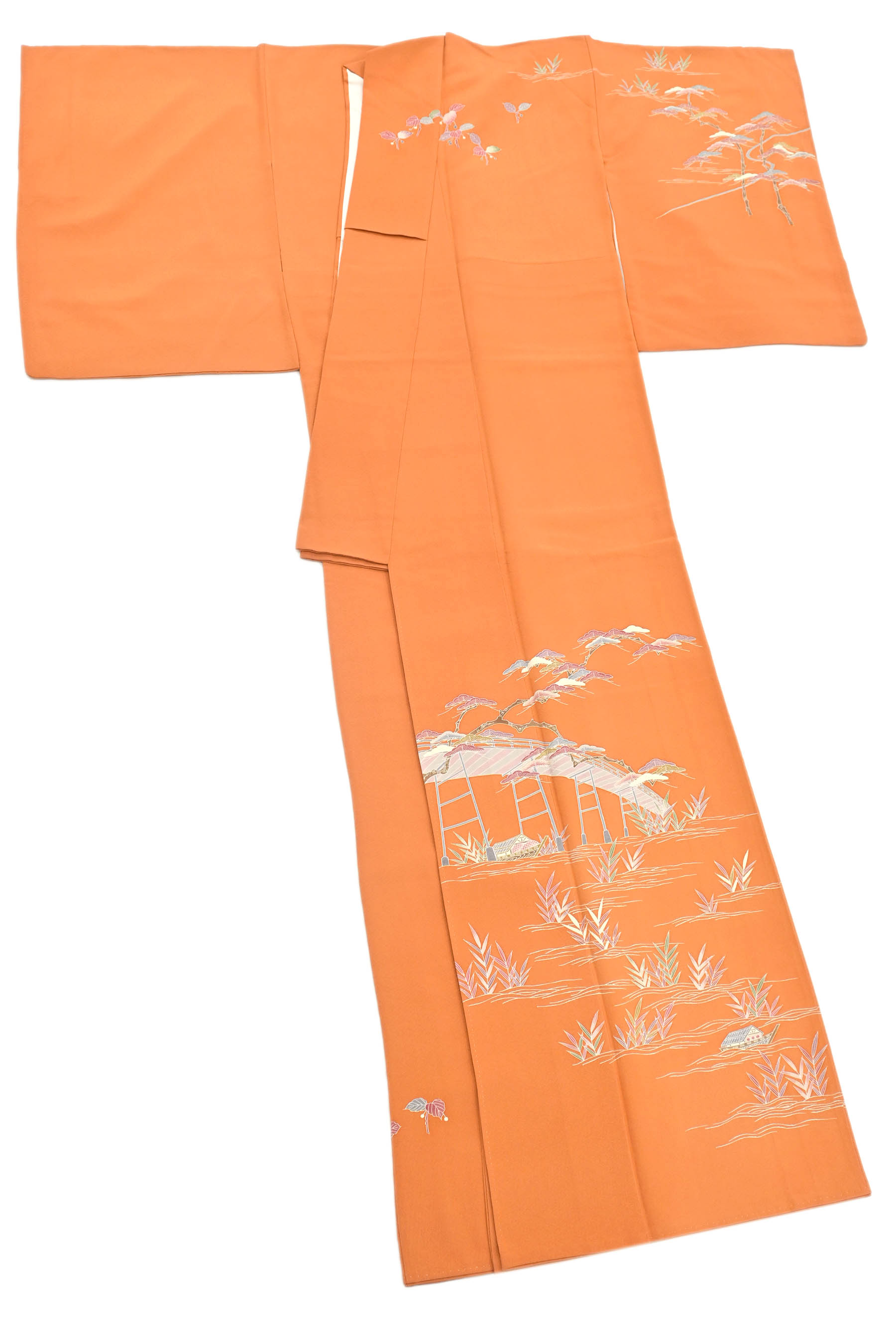 訪問着【清染居】上野街子 京友禅 正絹 茶屋辻 袷着物 縫い一つ紋 赤茶色